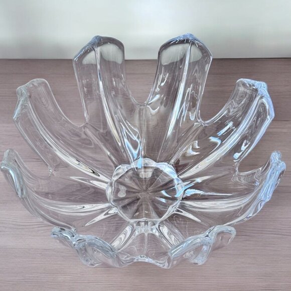 Vintage Vannes Lead Cristal Free Form Splash Bowl France Modernist Glass 11"W - Picture 2 of 5